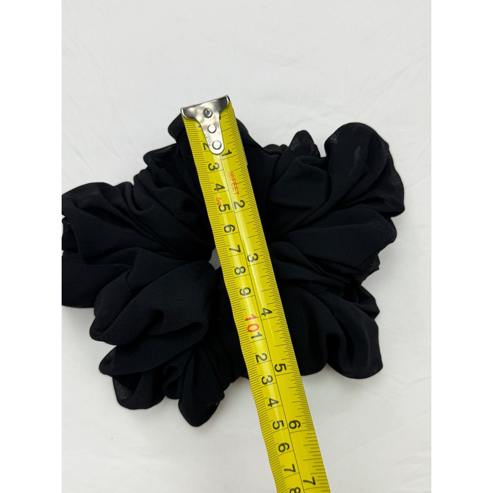 Free People Jumbo Schiffon Scrunchie Black Oversized Hair Tie Accessory - Picture 5 of 8